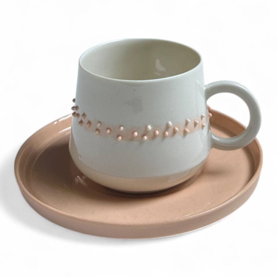 Belle Polka Türk Kahvesi Fincanı somon