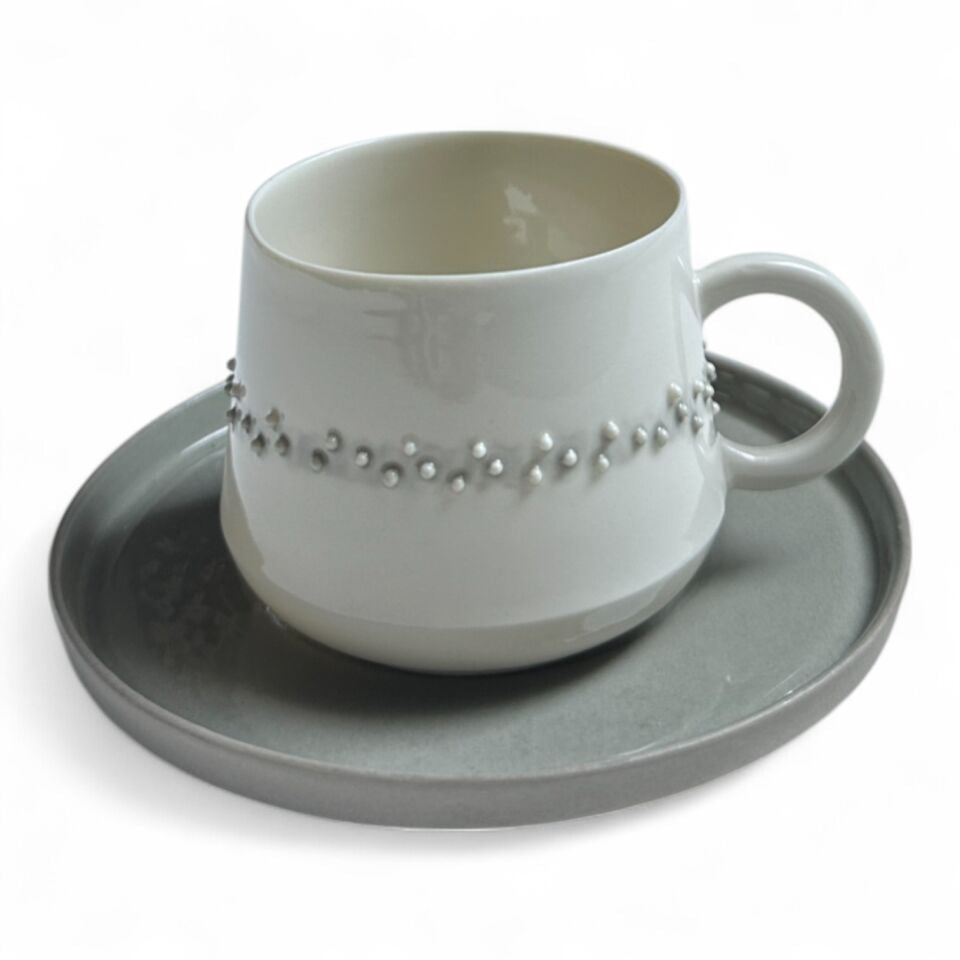 Belle Polka Türk Kahvesi Fincanı gri