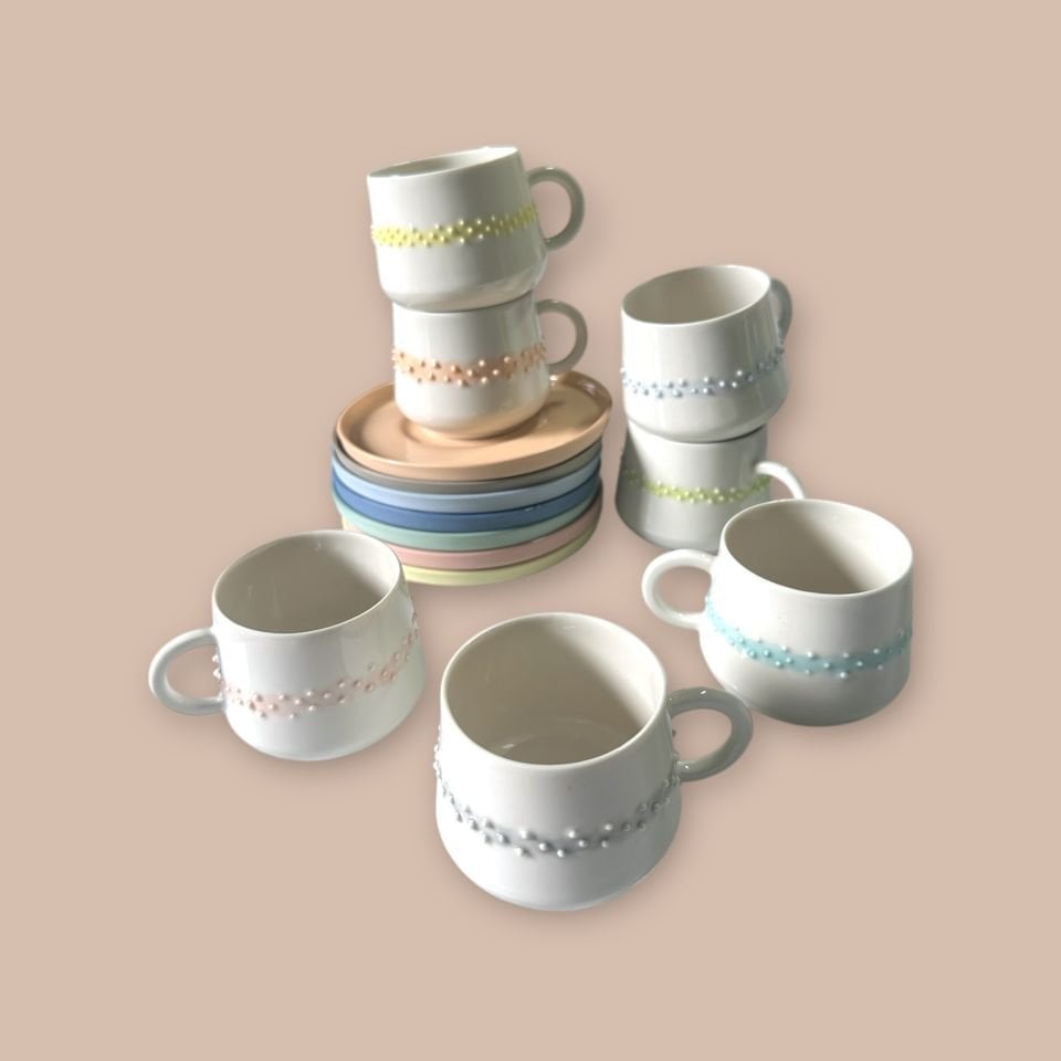 Belle Polka Türk Kahvesi Fincanı grotto mavi