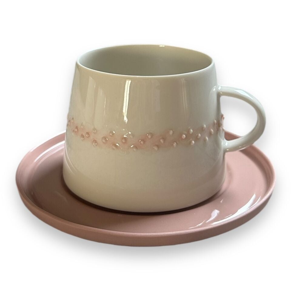 Set 5 -  Glamor Polka 2li Fincan Seti gri-somon