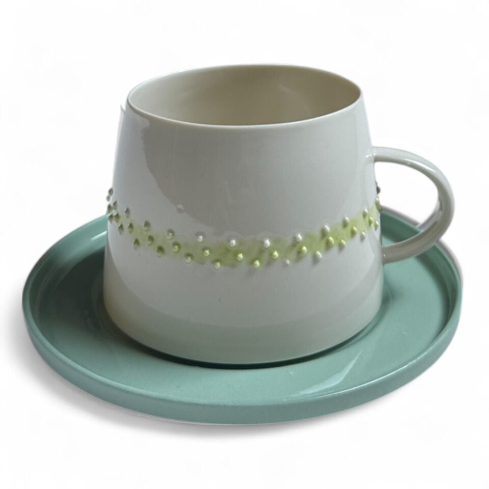Set 5 -  Glamor Polka 2li Fincan Seti mint-sarı
