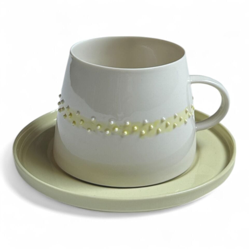 Set 5 -  Glamor Polka 2li Fincan Seti mint-sarı