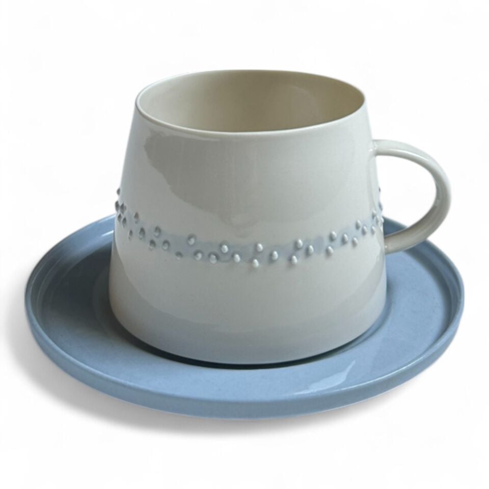 Set 5 -  Glamor Polka 2li Fincan Seti bebek mavi-kum