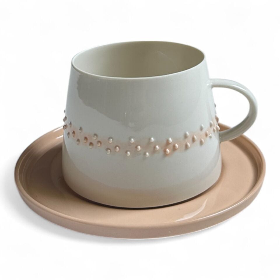 Set 5 -  Glamor Polka 2li Fincan Seti gri-somon